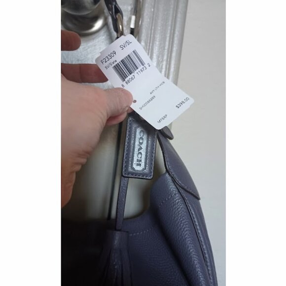 Coach Avery Slate Purple Pebbled Leather Tassel Hobo Bucket Bag - Picture 4 of 11